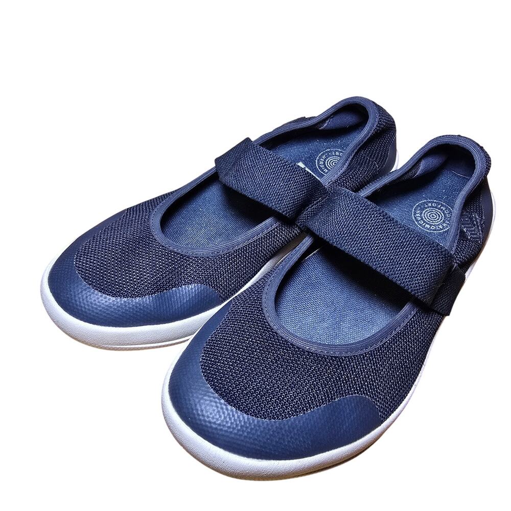 Fitflop Women Uberknit Mary Jane Ballerina 6.5 Flat Slip-on Shoe Comfort Navy